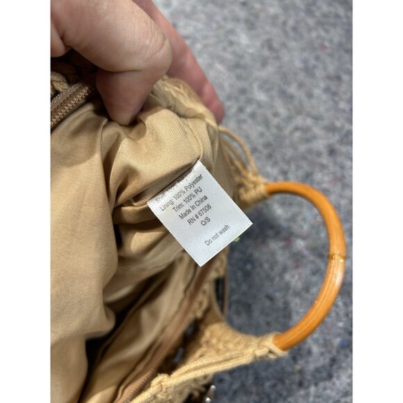 NWT Natural Crocheted Crossbody Purse with Bamboo Handles - Picture 4 of 10